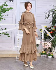 Luxury Pleated Ruffle Dress