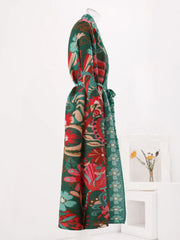 Women's Elegant Floral Paradise Long Coat