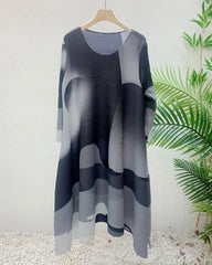 Geometric Plissé Colorblock Dress