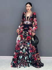 Floral Fantasy Chiffon Mesh A-line Dress