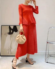 Formal Plissé Peplum Skirt Set