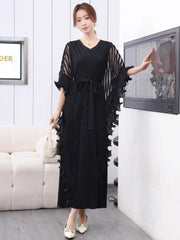 Sculptural Plissé Cape Kaftan