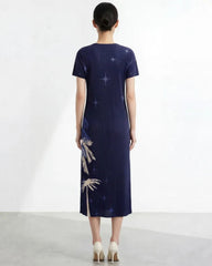 Special Travel Plissé Midi Dress