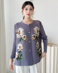 Luxury Pleated Floral Blouse