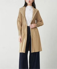 Elegant Pleated Hooded Coat