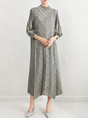 Luxe Formal Metallic Pleats Dress