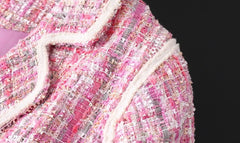 HEYFANCYSTYLE Pink Tweed Cape Coat