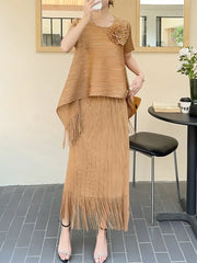 Luxury Modest Pleated Relaxed Skirt Set