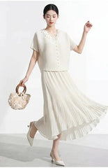 Asymmetric Ruffled Plisse Skirt