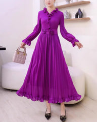 Luxury Pleated Petite Midi Dress