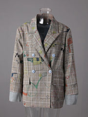 Oversized Modern Plaid Art Blazer