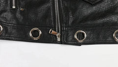 Women's Cropped Faux Leather Biker Jacket