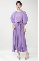 Elegant Stretch-Fit Pleated Dress