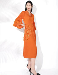 Elegant Floral Pleated Dress