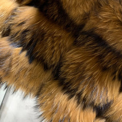 Genuine Raccoon Fur Hooded Coat