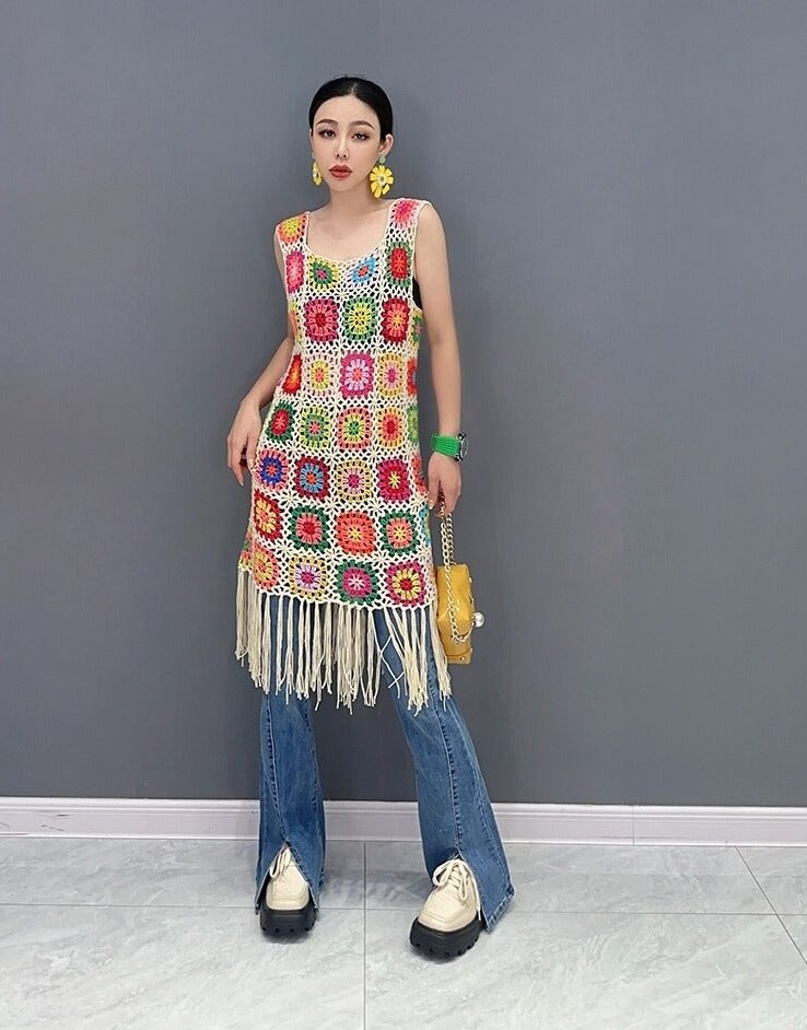 Handmade Chic Crochet Knitted Sleeveless Dress