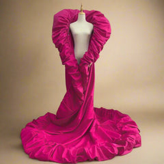 Taffeta Ruffled Extra Long Cape