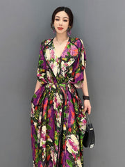 Classy Trendy Floral V-Neck Robe Maxi Dress
