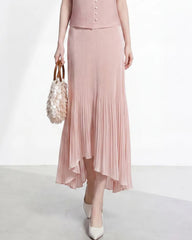 Asymmetric Ruffled Plisse Skirt