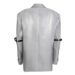 Women's Pearly Metallic Silver Oversized Blazer