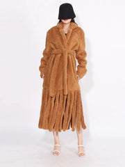 Women's Long Teddy Bear Coat with Tassels