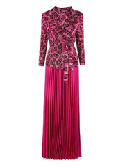 Leopard Pleated Skirt & Wrap Blouse