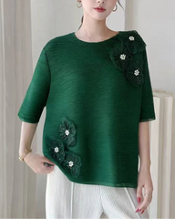 Pearl Floral Plissé Blouse Top