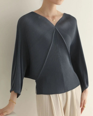 Plissé Dolman-Sleeve Top