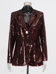 Bordeaux Sequin Embellished Blazer