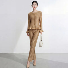 Elegant Pleated Pant & Top Set