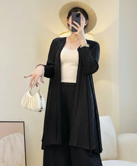 Plissé Longline Travel Cardigan