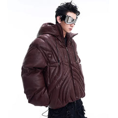 Men's Tokyo Faux Leather Hooded Puffer Jacket