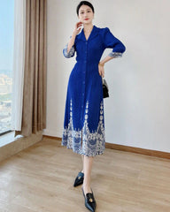 Petite Plissé Button-Front Dress