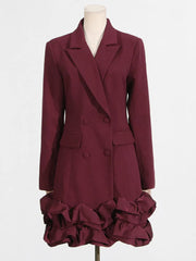 Elegant Ruffle Hem Blazer Dress