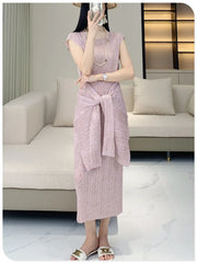 Truly Pleated Cardigan & Dress Set