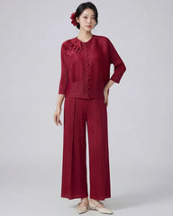 2-Piece Plissé Wide-Leg Set