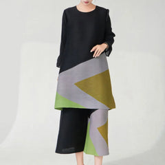 Modern Pleat Geometric Trouser Set