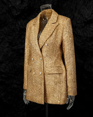Luxe Gold Metallic Tweed Coat