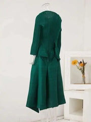 Peplum Pleated Top & Skirt Set