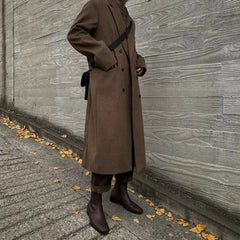 Men's Signature Brown Ultra Long Wool Coat