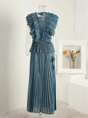 Truly Pleated Sleeveless Top & Skirt