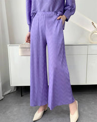 2-Piece Airy Plissé Trouser Set
