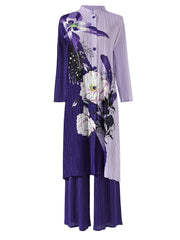 Floral Japanese Pleated Blouse & Pull-On Trousers