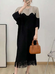 Luxury Plissé Dress with Tassel