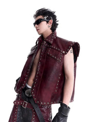 Men's Utilitarian Vegan Leather Vest