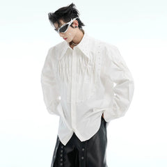 Men's Pearl Pleated Oversized Shirt | Luxe Streetwear