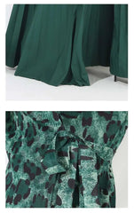 Leopard Pleated Skirt & Wrap Blouse