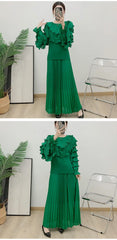 Luxury Truly Pleated Ruffle Long Skirt Set