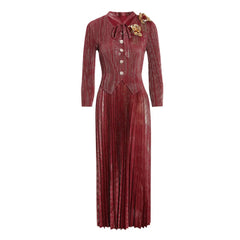 Luxury Floral Plissé Dress