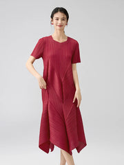 Plissé Luxury Short Sleeve Dress